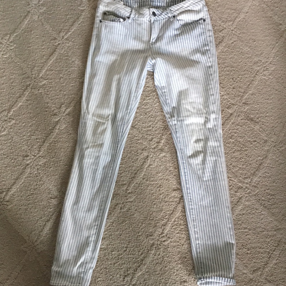Blue and white striped jeans